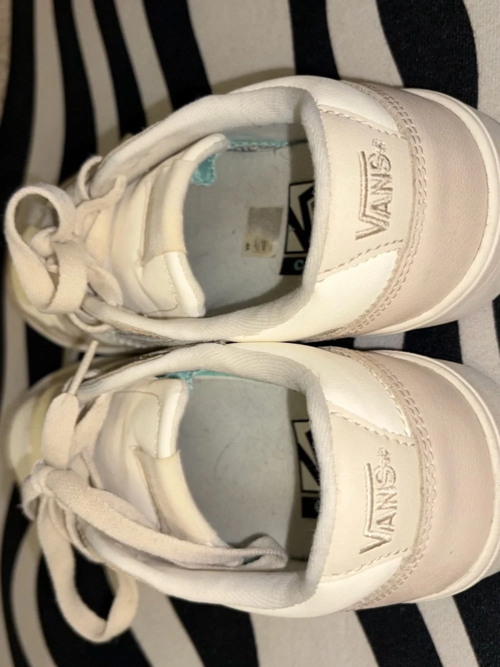 Vans Women’s Low-Top Cream and White Lace-Up Sneakers
